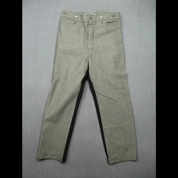 Vtg Wah Maker Mens 32x29 Gray Black Frontier Stripe Pants Jeans USA